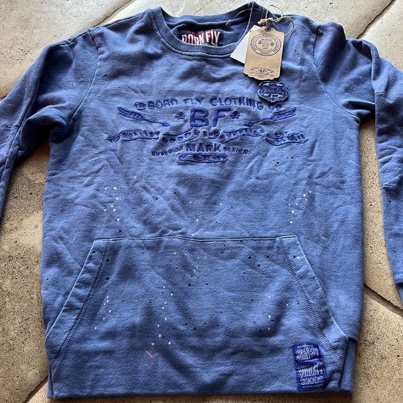 NWT Born Fly 🔥 Crew Neck Sweatshirt Hoodie Sz M Indigo color - Picture 5 of 6